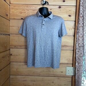 Polo Shirt Men Large Gray Abstract Geometric Accent Short Sleeve Quickreflex